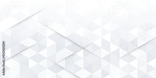 Abstract 3d white background with shadow and hexagon patten. Triangle mosaic template for technology for banner, poster, web in futuristic and technology design. Vector illustration.