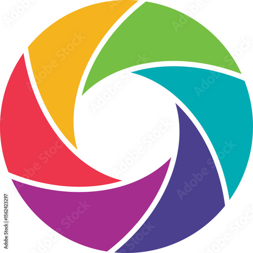 Colors lens aperture icon. Camera shutter lens icon vector isolated on transparent background. Photo camera lens diaphragm, aperture focus, animated film video objective opening and zoom snap for app.