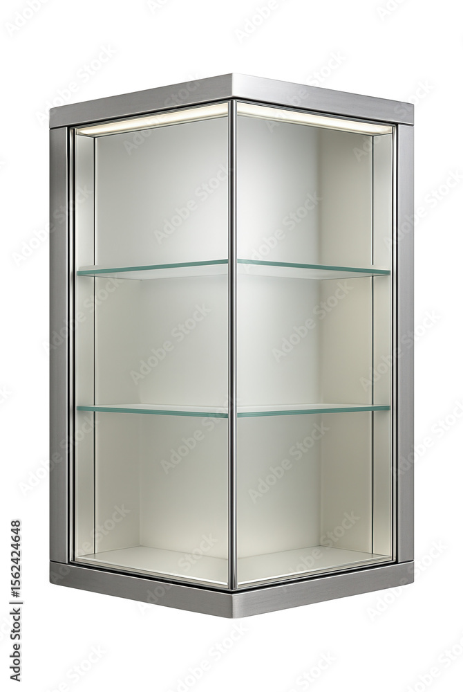 Corner mirror cabinet with soft ambient lighting, designed for maximizing space in a tiny apartment bathroom. Corner mirror cabinet with soft ambient lighting, designed for maximizing space in a tiny apartment bathroom.
