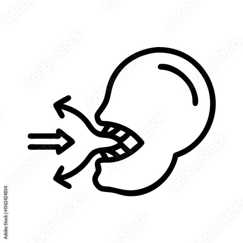 Breathing circle animation symbol for inhale/exhale, minimalist design, black and white on transparent background