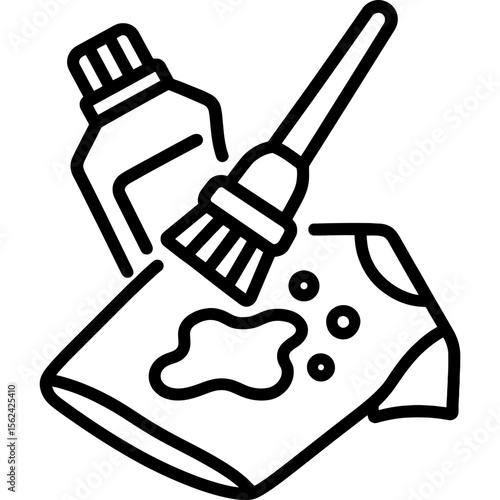 Stain remover bottle with brush outline icon vector