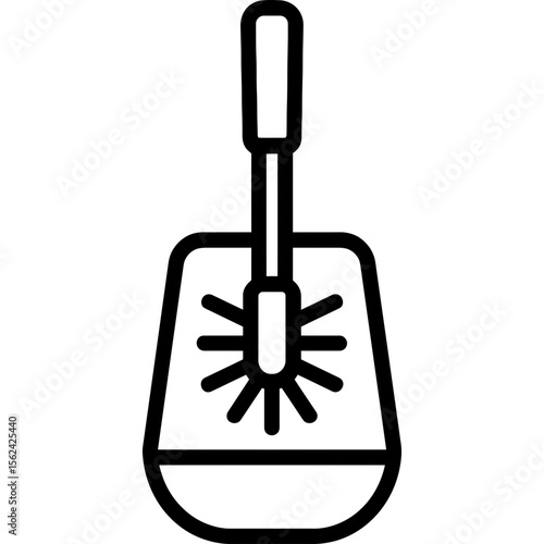 Toilet brush with holder stand outline icon vector