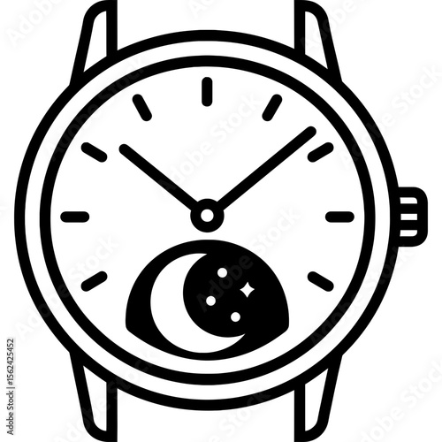 Moon phase watch outline icon vector