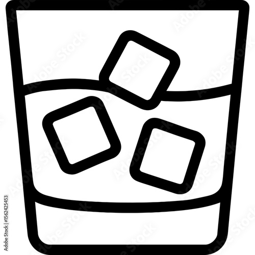 Whiskey stones in glass outline icon vector