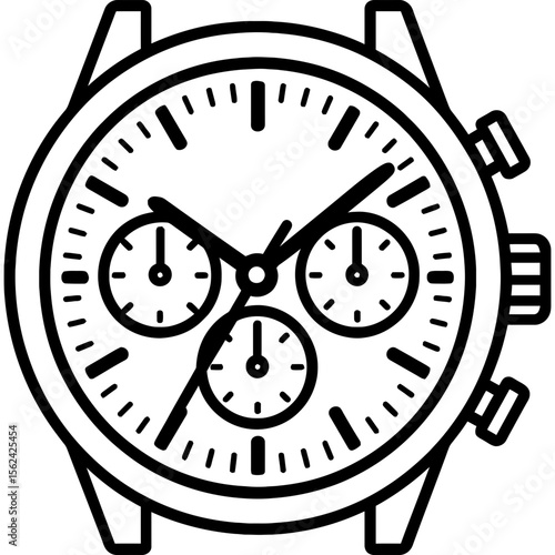 Chronograph watch outline icon vector