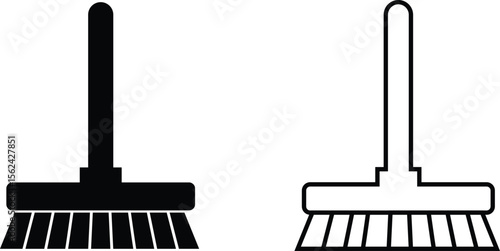 Two contrasting broom icons representing cleaning tools in modern design, useful for various applications and artworks