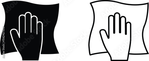 Hand icon representing cleaning or wiping action in black and white design style