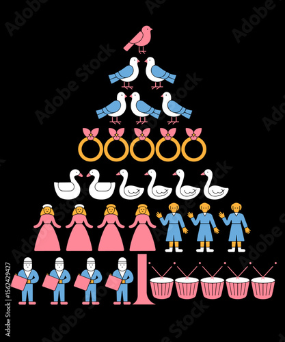 12 Days of Christmas Tree Classic Holiday Christmas Carol