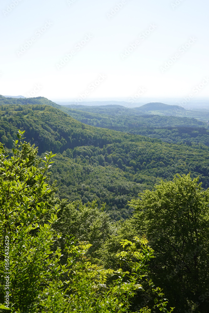 Obraz premium The panorama of landscape in Schwabische Alb, in the region of Goeppingen, Baden Wuerttemberg, Germany 