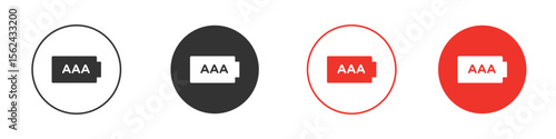 AAA battery icon. Black style vector icons. Isolated sign symbol