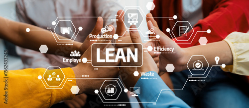 Photos A collaborative scene featuring diverse hands joining together to signify teamwork and commitment to lean principles that enhance efficiency and improve production processes