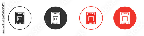 ATM machine icon. Black style vector icons. Isolated sign symbol