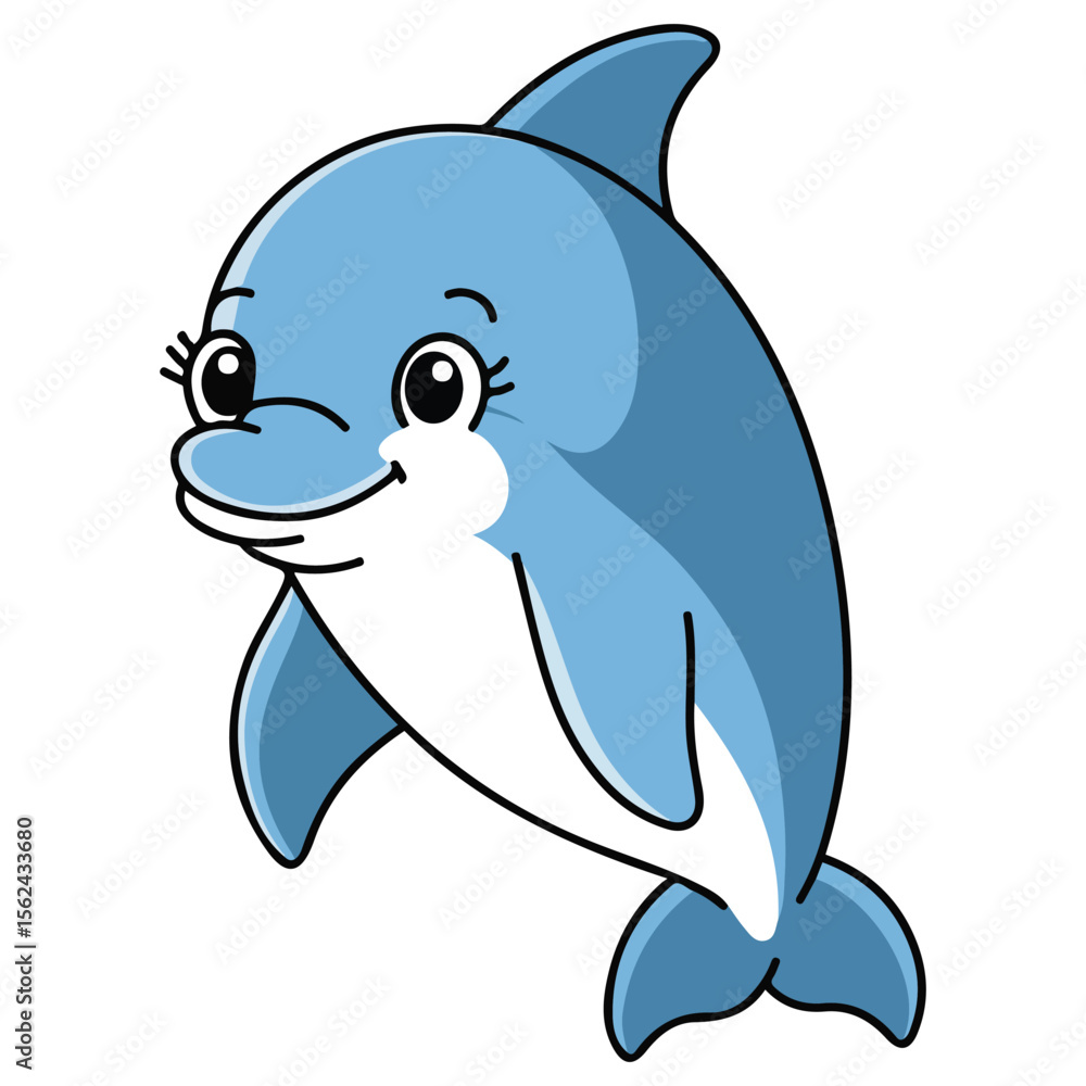 Fototapeta premium Cute dolphin face marine animal vector icon
