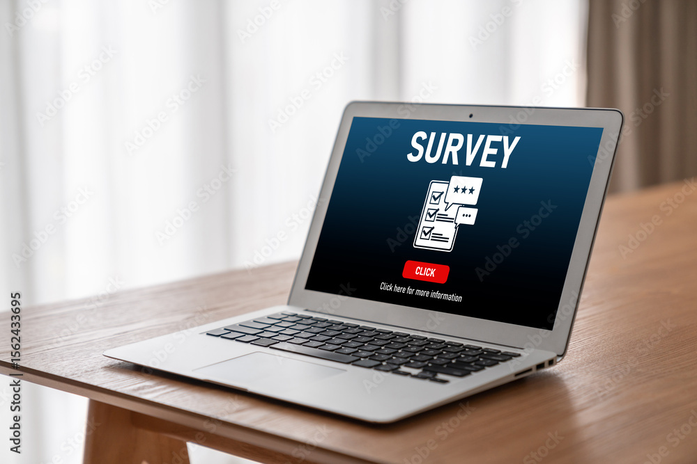 Fototapeta premium Online survey form for modish digital information collection on the internet network