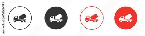Cement truck icon. Black style vector icons. Isolated sign symbol