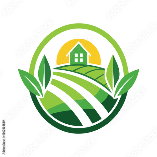 Nature Based Farm Emblem Design Vector