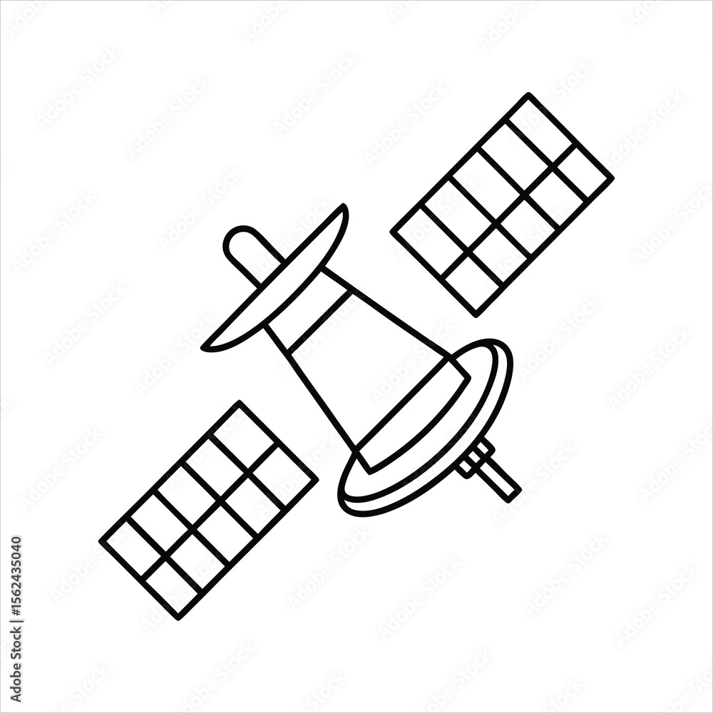 Satellite Icon Line Art Vector Illustration Satellite Icon Line Art Vector Illustration