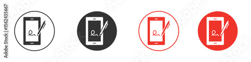 Electronic signature icon. Black style vector icons. Isolated sign symbol