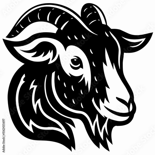 Vintage Goat Head Illustration