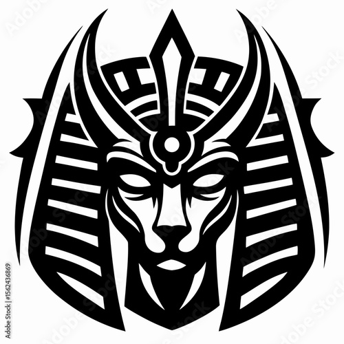 Fierce Sphinx Mascot Head Egyptian Tribal Tattoo Design