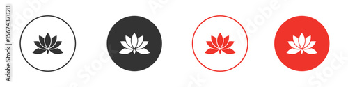 Lotus flower icon. Black style vector icons. Isolated sign symbol