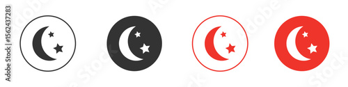 Moon and star icon. Black style vector icons. Isolated sign symbol