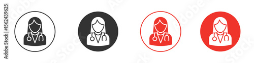 Woman Doctor icon. Black style vector icons. Isolated sign symbol