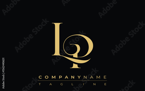 LP Abstract Creative Jewelry Logo. A stylish logo featuring golden monogram initials in an elegant and modern typography, perfect for branding