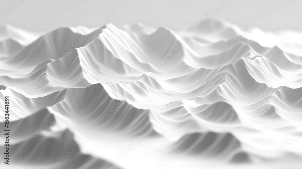 Fototapeta premium Monochromatic mountain range abstract concept rendering peaks softly in white and gray tones elegant and modern