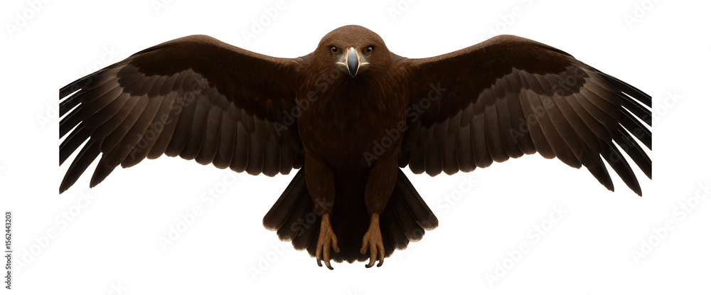Obraz premium Lesser spotted eagle with dark brown plumage and lighter underwing coverts