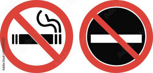 No smoking, No vaping combined sign. High resolution vector icon. Label no smoking coloring sign in the park Vector illustration eps file.