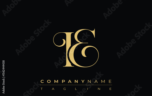 IE Abstract Creative Jewelry Logo. A stylish logo featuring golden monogram initials in an elegant and modern typography, perfect for branding