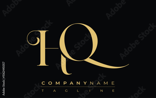 HQ Abstract Creative Jewelry Logo. A stylish logo featuring golden monogram initials in an elegant and modern typography, perfect for branding