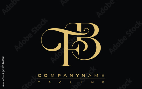 FB Abstract Creative Jewelry Logo. A stylish logo featuring golden monogram initials in an elegant and modern typography, perfect for branding