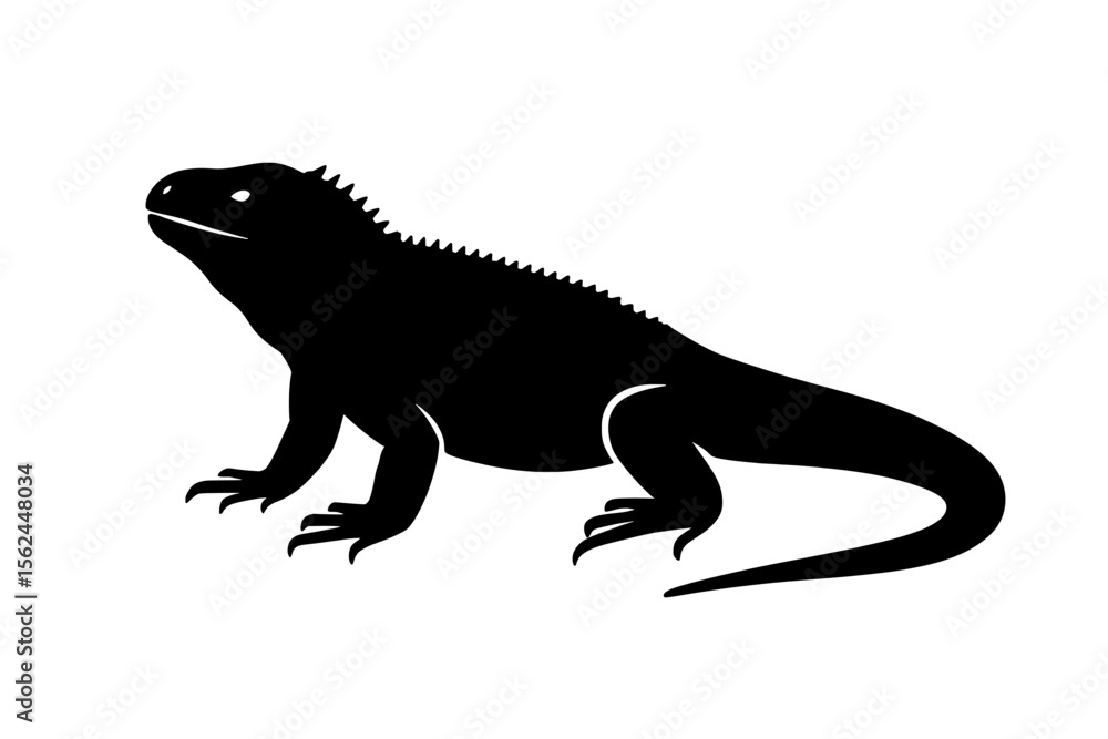 Majestic Jamaican Iguana Silhouette with Tropical Backdrop Majestic Jamaican Iguana Silhouette with Tropical Backdrop