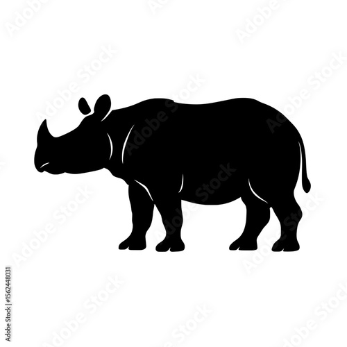 Majestic Indian Rhinoceros in Natural Habitat with Artistic Silhouette