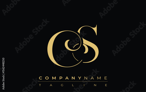 CS Abstract Creative Jewelry Logo. A stylish logo featuring golden monogram initials in an elegant and modern typography, perfect for branding