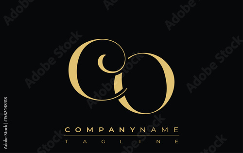 CO Abstract Creative Jewelry Logo. A stylish logo featuring golden monogram initials in an elegant and modern typography, perfect for branding