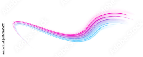 Cyberpunk light trails in motion or slow shutter effect. Database fast data transfer acceleration.Vector PNG. Image of speed motion on the road.	