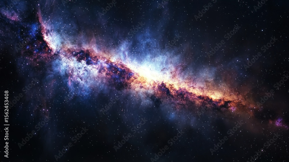 Fototapeta premium Bright galaxy with cosmic dust and stars