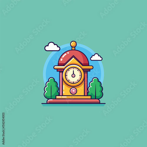 Cartoon classic clock illustration art