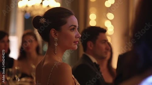 Elegant Woman at Gala - 4K Stock Video