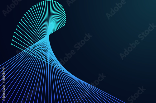 Futuristic mption flow fiber line data across tech gradient neon color. Technonoly spiral lines pattern abstract background with copy space.