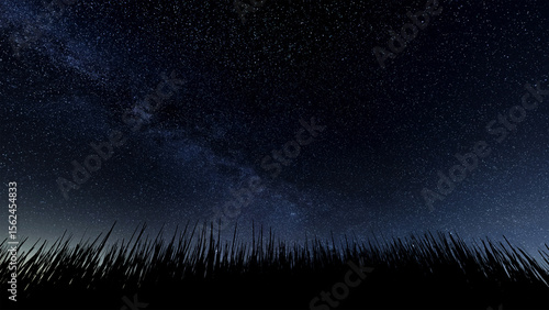 Fototapeta Naklejka Na Ścianę i Meble -  Starry Night Sky Above Mountain Silhouette