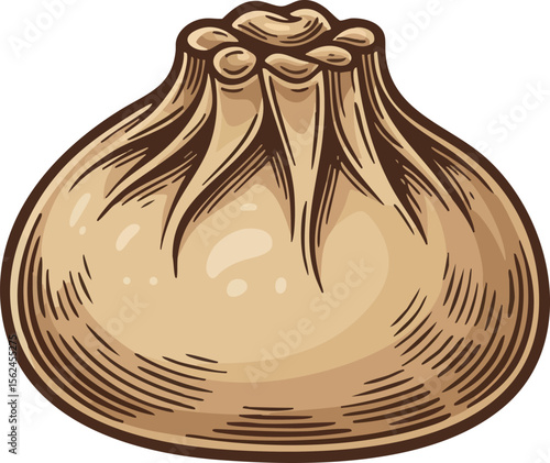 Khinkali Georgian dumpling traditional food vector illustration natural colors 
