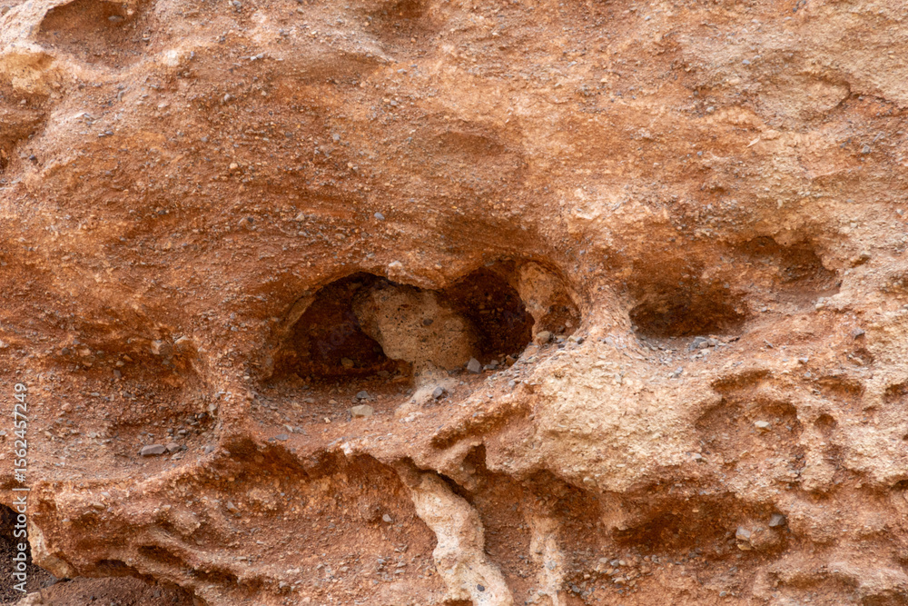 Obraz premium This is a close-up of textured rock formations in Charyn Canyon, Kazakhstan
