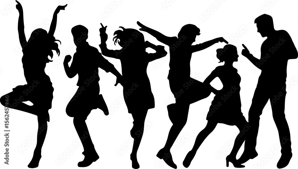 Fototapeta premium Dancing silhouettes of people celebrating celebration