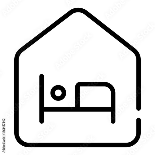 Night Shelter Homeless Accommodation Line Icon