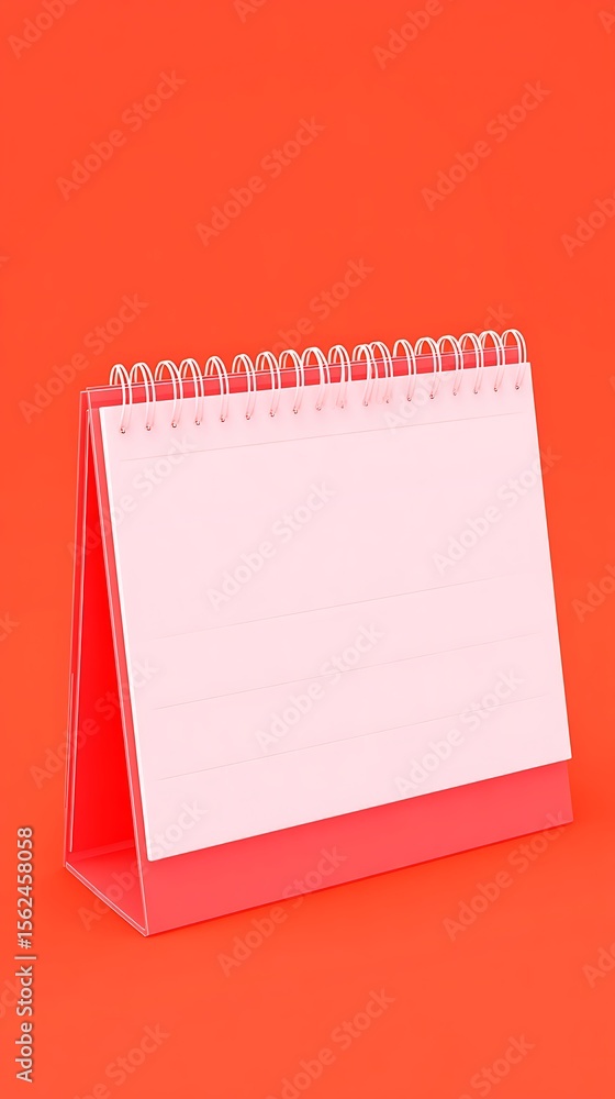 Red Desk Calendar, Blank Red Desk Calendar, Blank