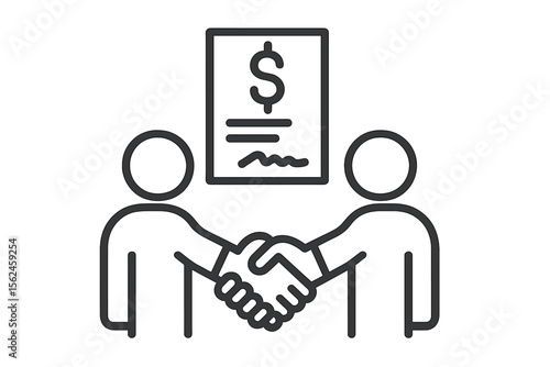 Vector illustration of a business agreement handshake in line style art icon suitable for websites and apps